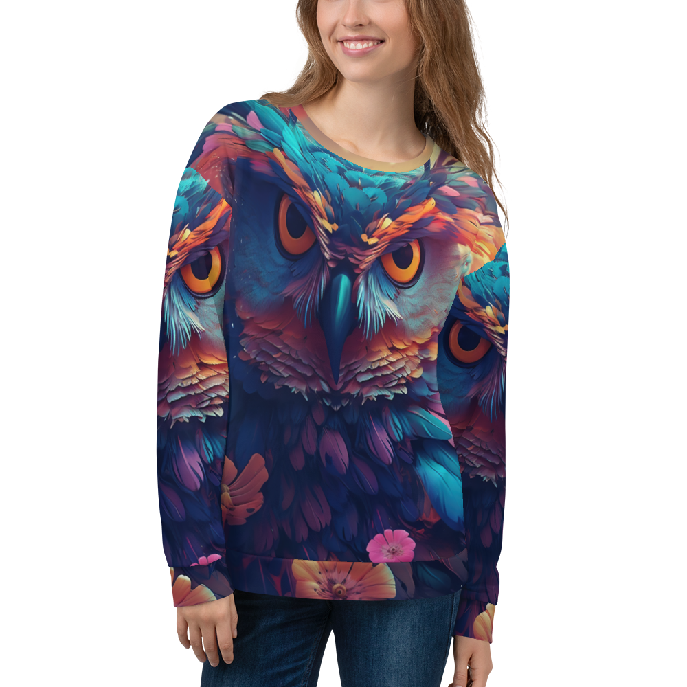 Colorful Owl Art All-Over Print Unisex Sweatshirt