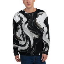 Black and White Fluid Art All-Over Print Unisex Sweatshirt