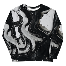 Black and White Fluid Art All-Over Print Unisex Sweatshirt