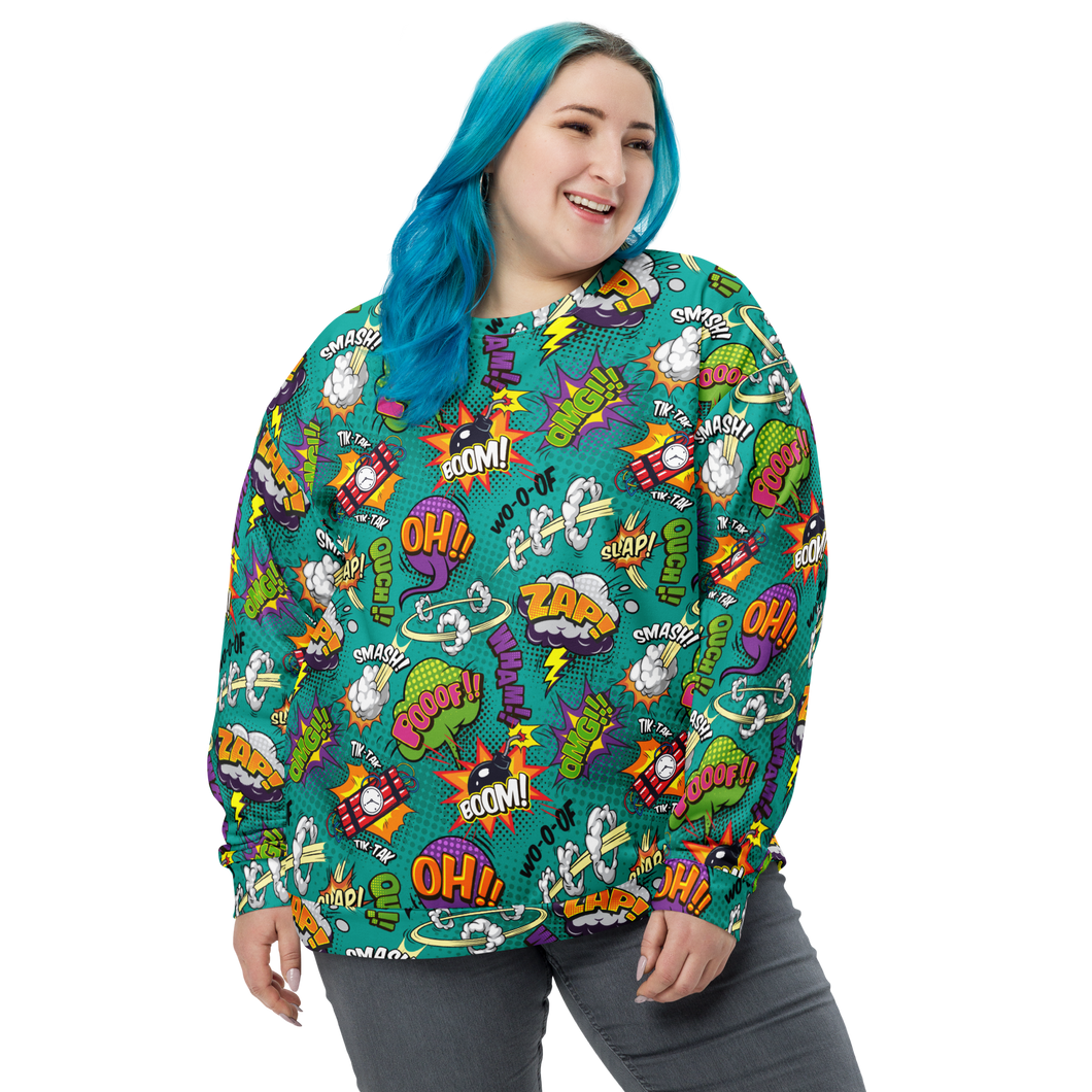 Comic Text Pattern Unisex Sweatshirt