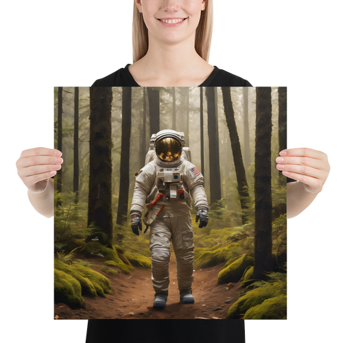 Astronout in the Forest Poster Print