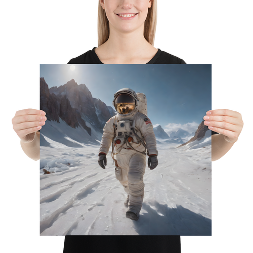 Astronaut Snow Poster Print