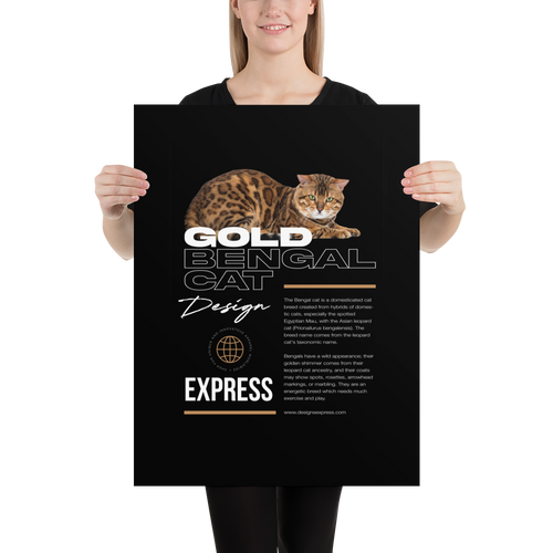 Gold Bengal Cat Poster Print Art