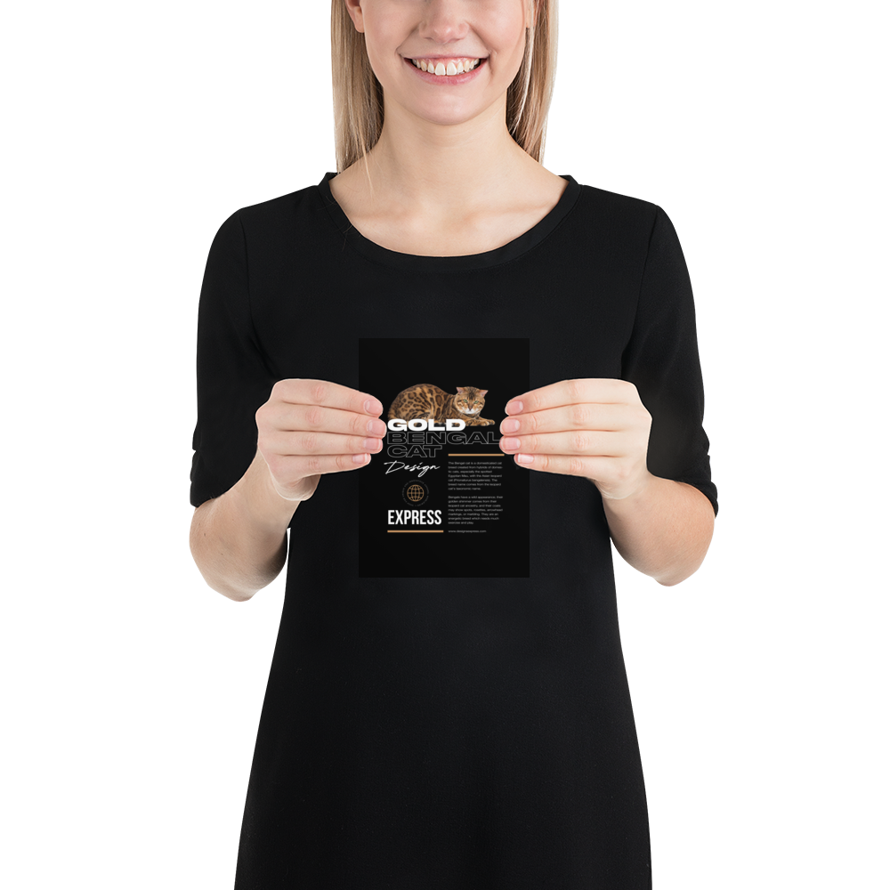 Gold Bengal Cat Poster Print Art