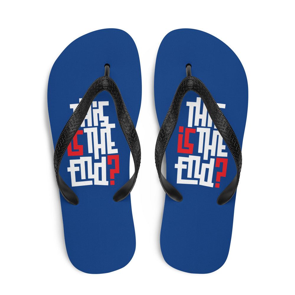 IS/THIS IS THE END? Navy Blue Reverse Flip Flops