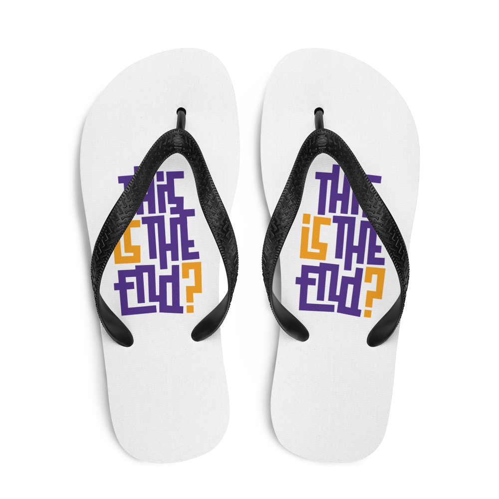 IS/THIS IS THE END? Purple Yellow Flip Flops