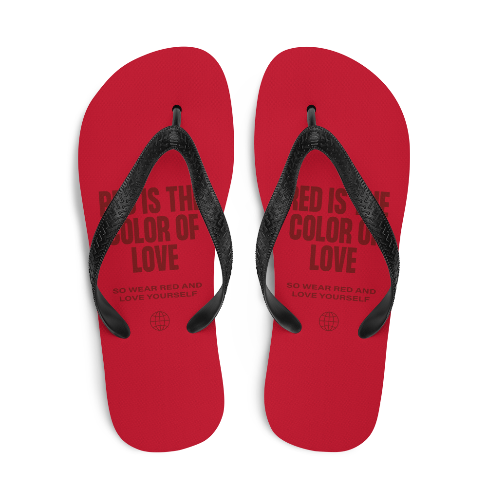 Red is the color of love Flip Flops