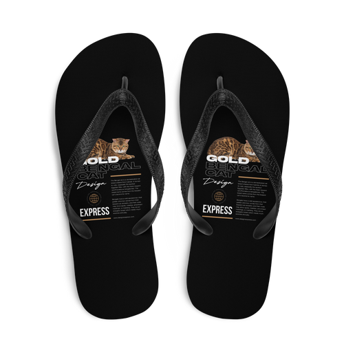 Gold Bengal Cat Flip Flops