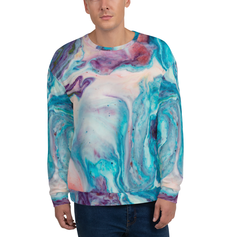 XS Blue Multicolor Marble Unisex Sweatshirt by Design Express
