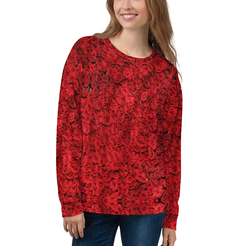 XS Red Rose Pattern Unisex Sweatshirt by Design Express