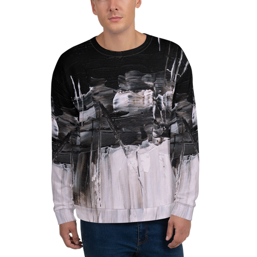 XS Black & White Abstract Painting Unisex Sweatshirt by Design Express