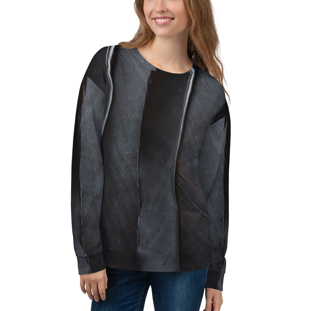 XS Black Feathers Unisex Sweatshirt by Design Express