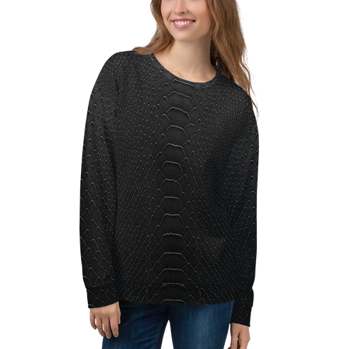 XS Black Snake Skin Print Unisex Sweatshirt by Design Express