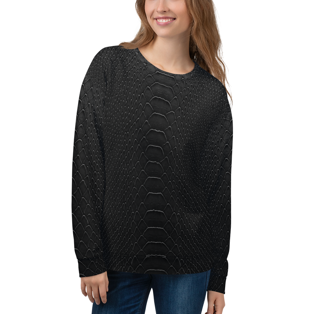 XS Black Snake Skin Print Unisex Sweatshirt by Design Express