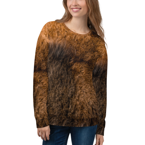 XS Bison Fur Print Unisex Sweatshirt by Design Express