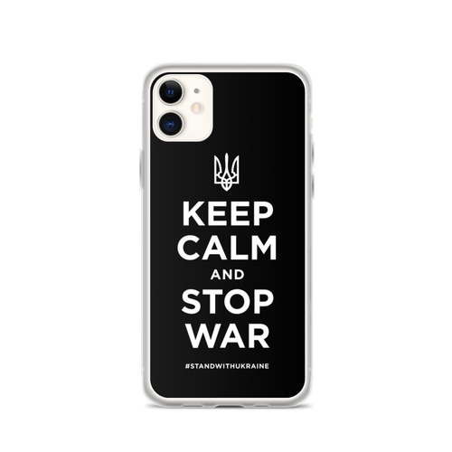 iPhone 11 Keep Calm and Stop War (Support Ukraine) White Print iPhone Case by Design Express