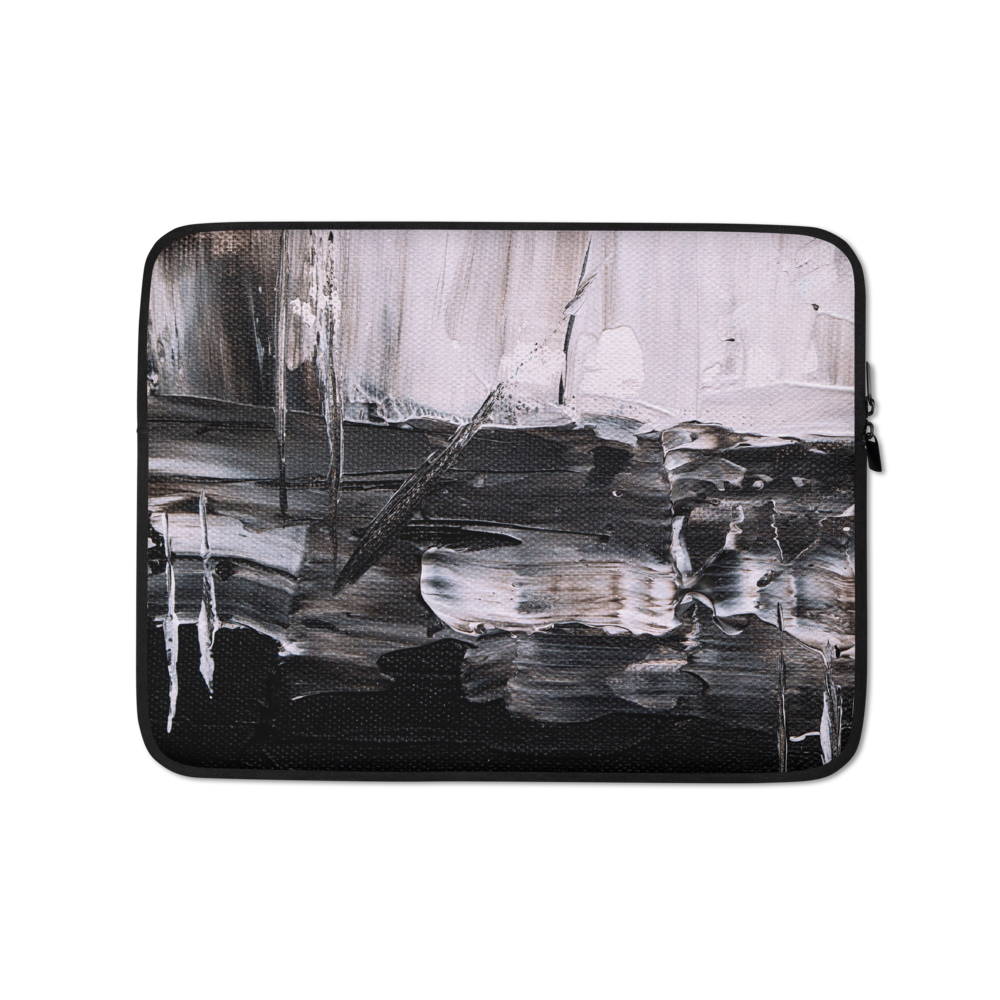 13 in Black & White Abstract Painting Laptop Sleeve by Design Express