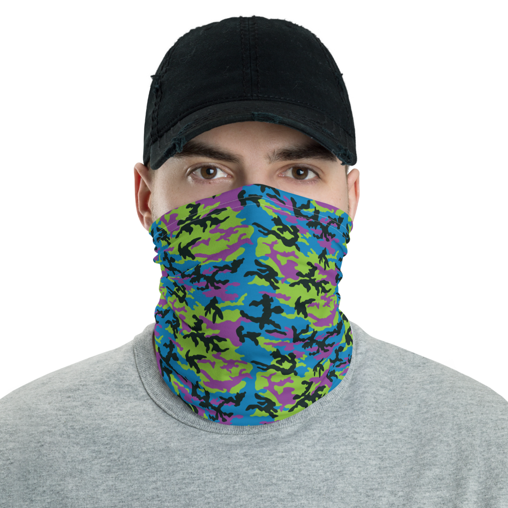 Default Title Green Blue Violet Camo Neck Gaiter Masks by Design Express