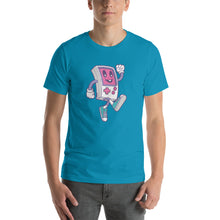 Aqua / S Game Boy Happy Walking Short-Sleeve Unisex T-Shirt by Design Express