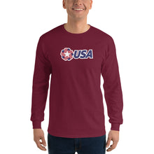 Maroon / S USA "Rosette" Long Sleeve T-Shirt by Design Express