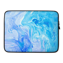 15 in Blue Watercolor Marble Laptop Sleeve by Design Express