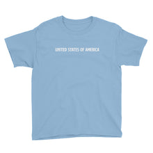 Light Blue / XS United States Of America Eagle Illustration Reverse Backside Youth Short Sleeve T-Shirt by Design Express