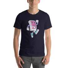 Navy / XS Game Boy Happy Walking Short-Sleeve Unisex T-Shirt by Design Express