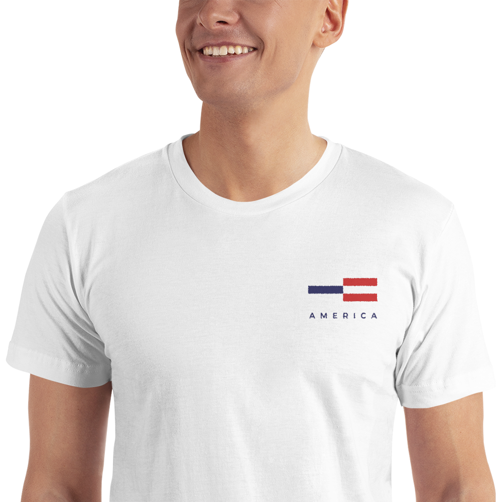 S America Tower Pattern Embroidered T-Shirt by Design Express