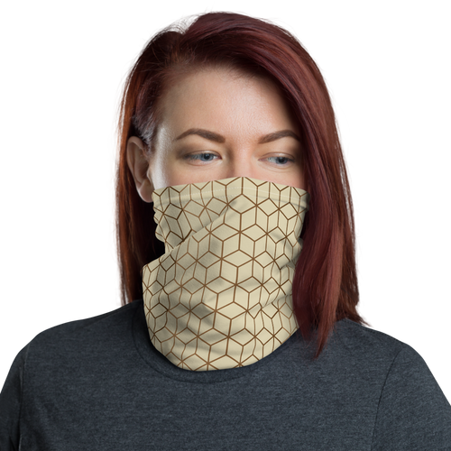 Default Title Diamond Cream Gold Pattern Neck Gaiter Masks by Design Express