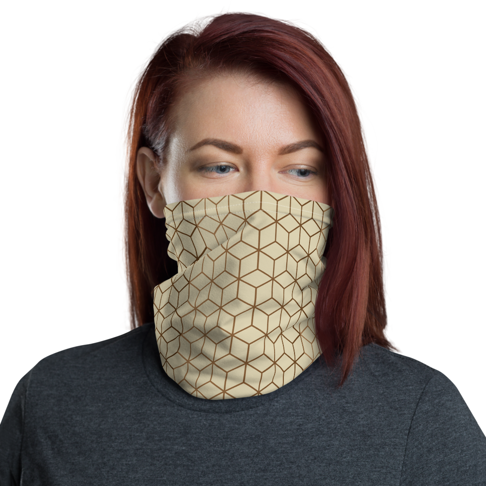 Default Title Diamond Cream Gold Pattern Neck Gaiter Masks by Design Express