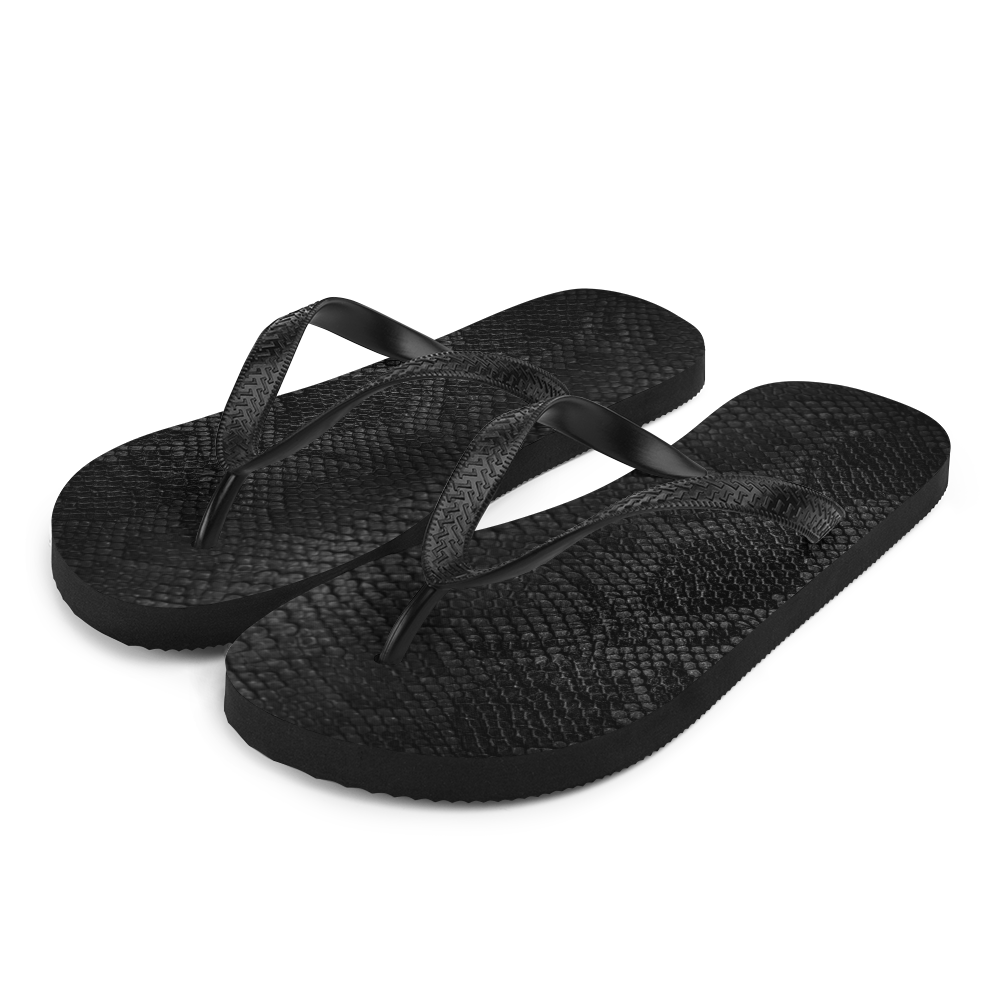 S Black Snake Skin Flip-Flops by Design Express