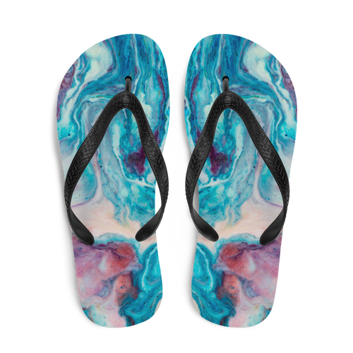 Blue Multicolor Marble Flip-Flops by Design Express