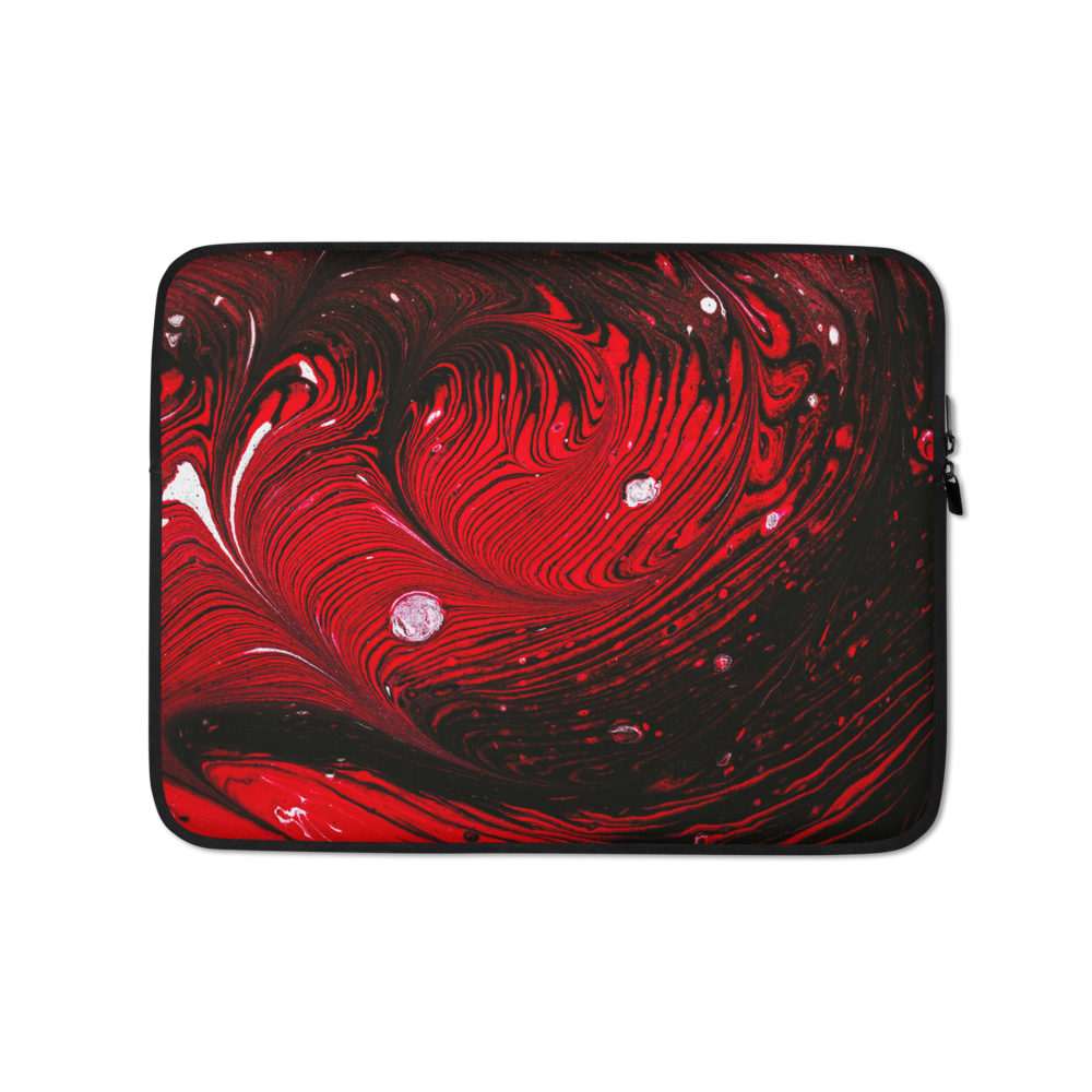 13 in Black Red Abstract Laptop Sleeve by Design Express