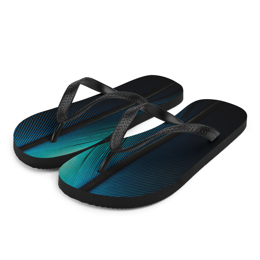S Blue Black Feathers Flip-Flops by Design Express