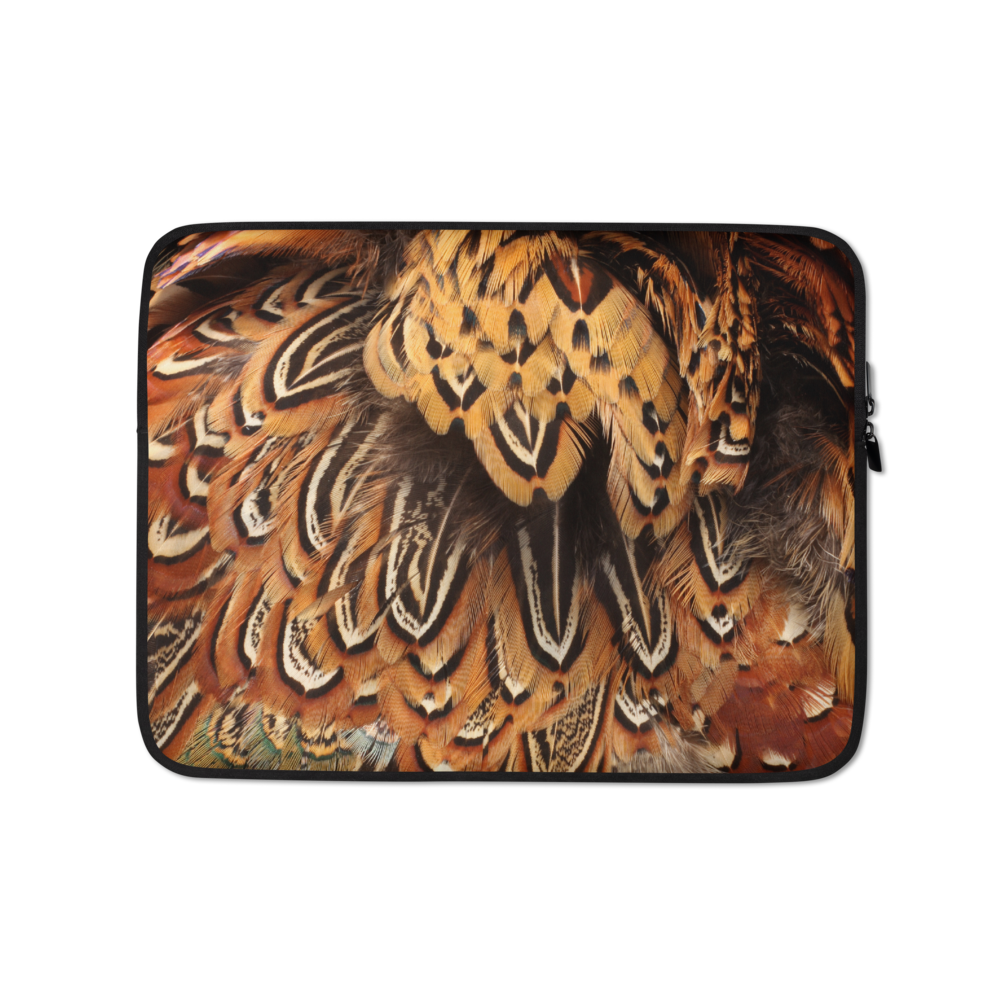 13 in Brown Pheasant Feathers Laptop Sleeve by Design Express