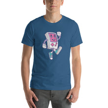 Steel Blue / S Game Boy Happy Walking Short-Sleeve Unisex T-Shirt by Design Express