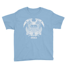 Light Blue / XS United States Of America Eagle Illustration Reverse Youth Short Sleeve T-Shirt by Design Express