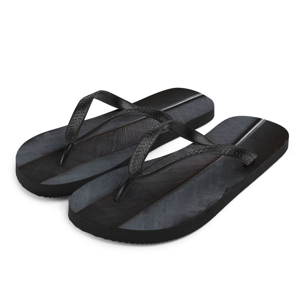 S Black Feathers Flip-Flops by Design Express