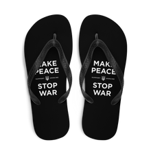Make Peace Stop War (Support Ukraine) Black Flip Flops by Design Express