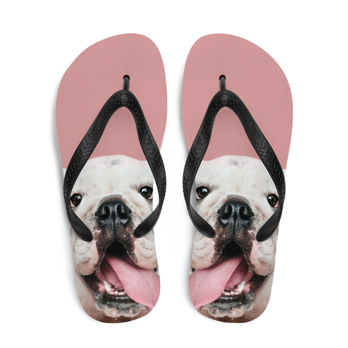 Cute White Bulldog Flip-Flops